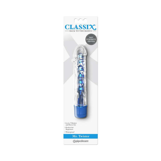 CLASSIX MR. TWISTER 6.5 IN. VIBRATOR AND SLEEVE SET BLUE