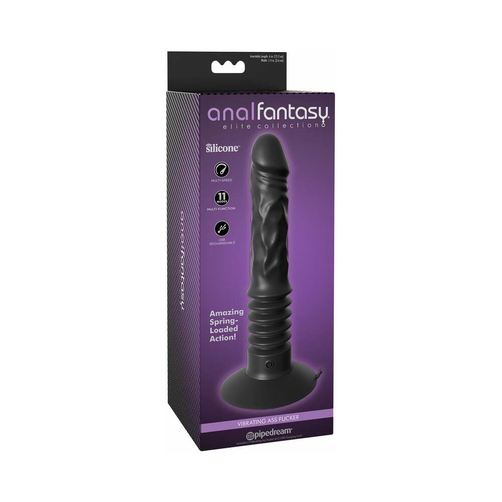 PIPEDREAM - ANAL FANTASY ELITE VIBRATING ASS FUCKER 12 IN. THRUSTING DILDO WITH SUCTION CUP BLACK