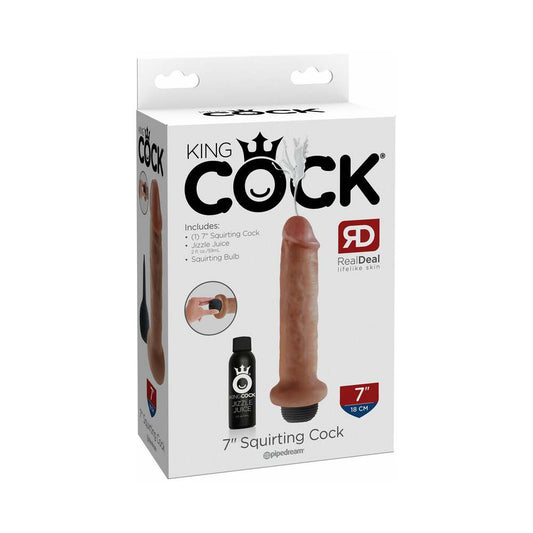 KING COCK 7 IN. SQUIRTING COCK REALISTIC DILDO TAN