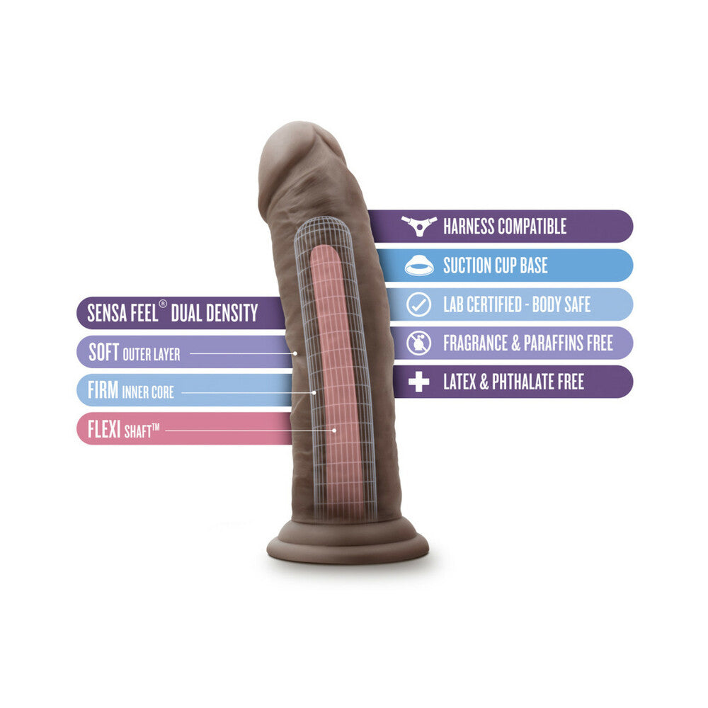 AU NATUREL 8 IN. POSABLE DUAL DENSITY DILDO BROWN
