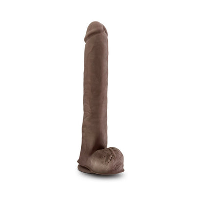 AU NATUREL DADDY 14 IN. POSABLE DUAL DENSITY DILDO WITH BALLS BROWN