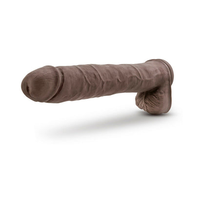 AU NATUREL DADDY 14 IN. POSABLE DUAL DENSITY DILDO WITH BALLS BROWN