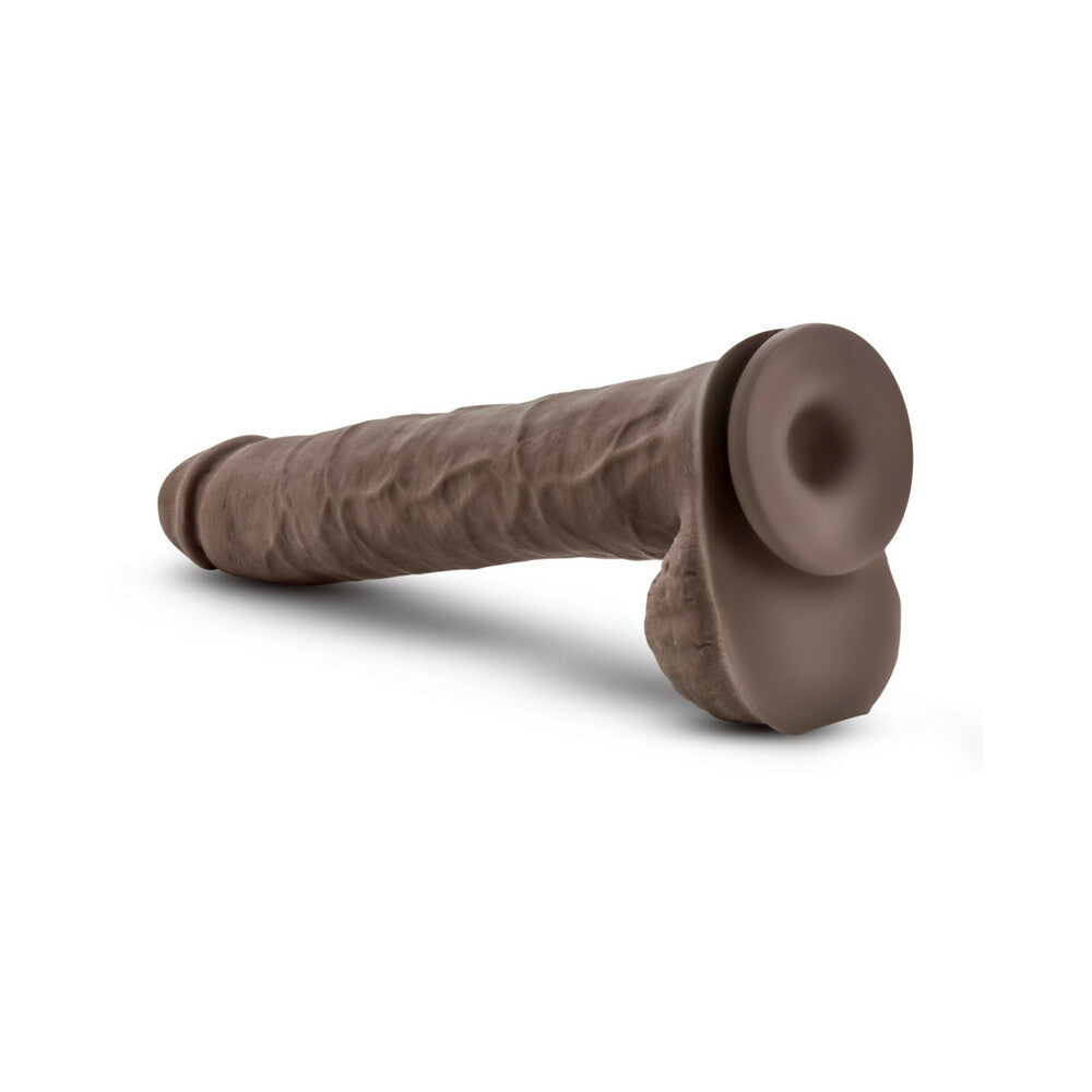 AU NATUREL DADDY 14 IN. POSABLE DUAL DENSITY DILDO WITH BALLS BROWN