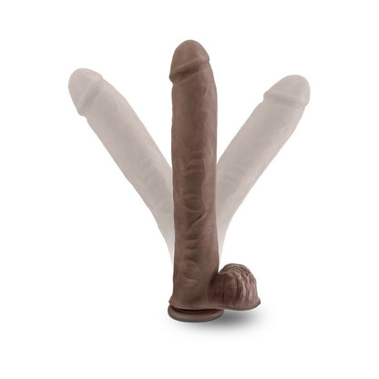 AU NATUREL DADDY 14 IN. POSABLE DUAL DENSITY DILDO WITH BALLS BROWN