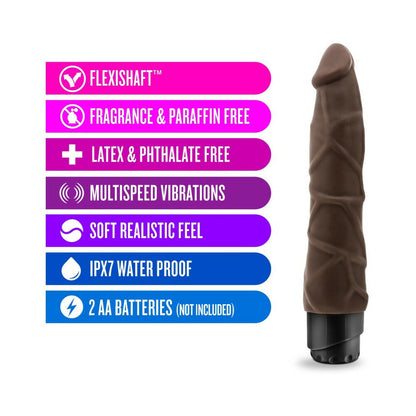 DR. SKIN VIBE 1 REALISTIC 9 IN. VIBRATING DILDO BROWN