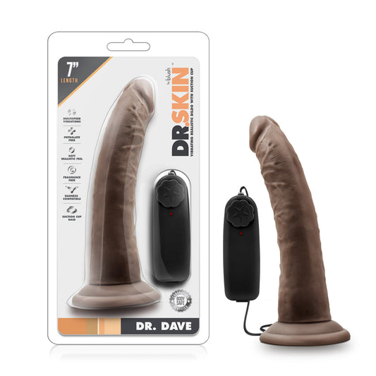 DR. SKIN DR. DAVE REALISTIC 7 IN. VIBRATING DILDO BROWN