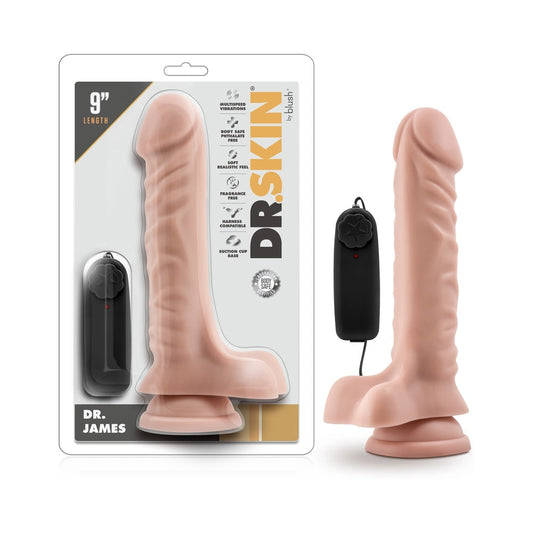 DR. SKIN DR. JAMES REALISTIC 9 IN. VIBRATING DILDO WITH BALLS BEIGE