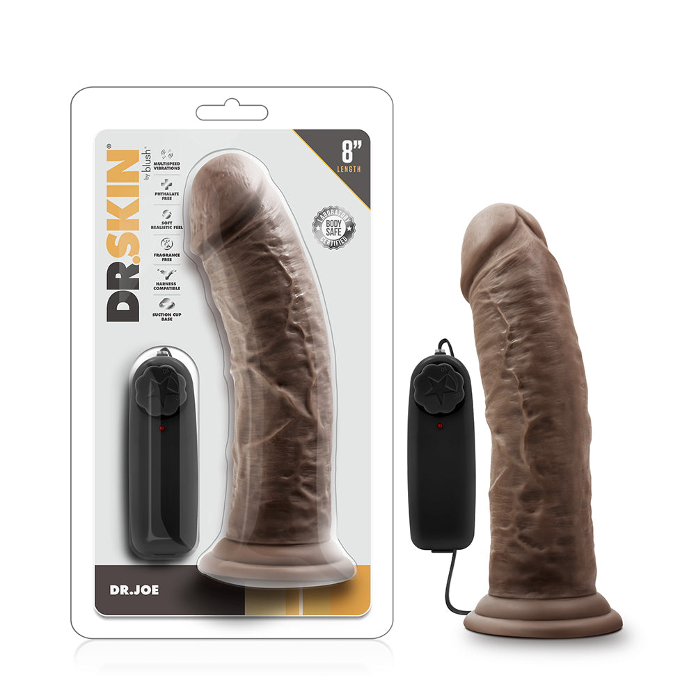 DR. SKIN DR. JOE REALISTIC 8 IN. VIBRATING DILDO BROWN