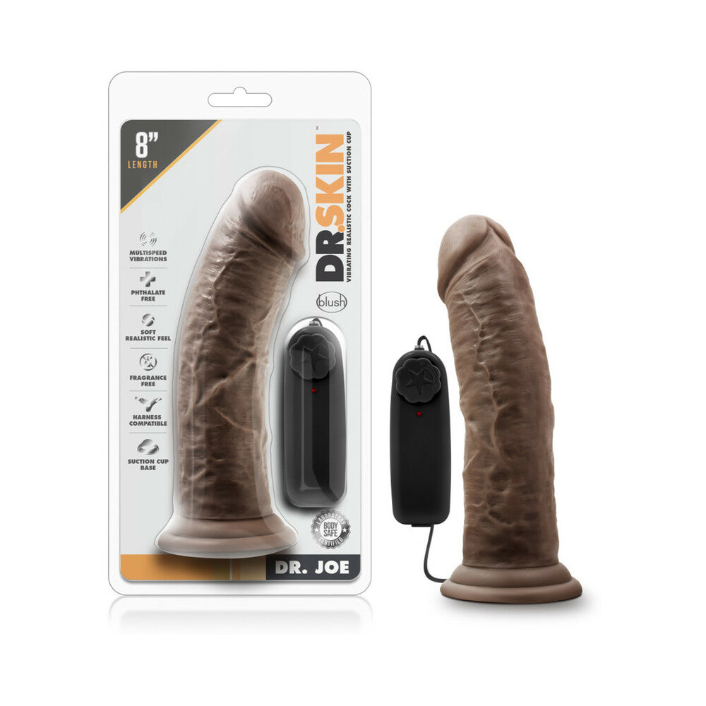 DR. SKIN DR. JOE REALISTIC 8 IN. VIBRATING DILDO BROWN