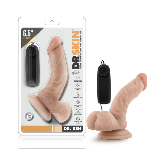 BLUSH - DR. SKIN DR. KEN REALISTIC 6.5 IN. VIBRATING DILDO WITH BALLS BEIGE