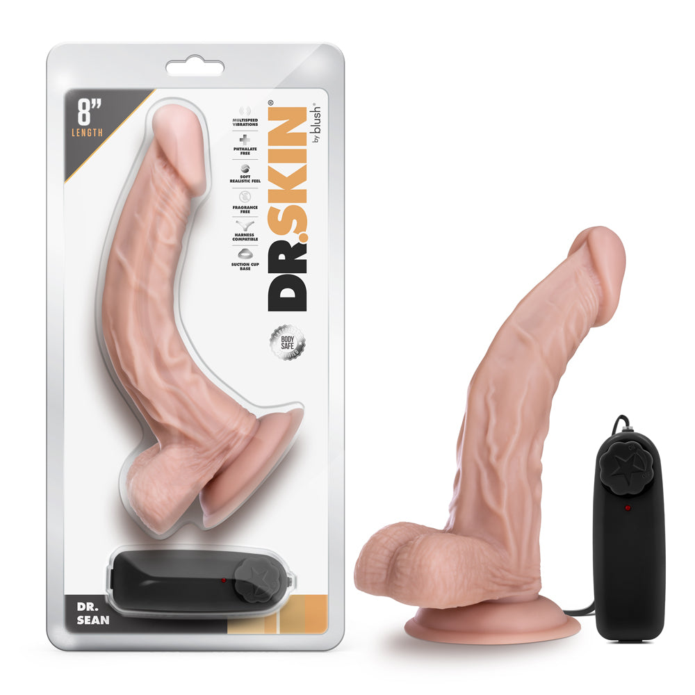 DR. SKIN DR. SEAN REALISTIC 8 IN. VIBRATING DILDO WITH BALLS BEIGE