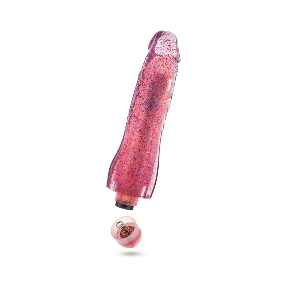 GLOW DICKS MOLLY COLOR CHANGING 8 IN. VIBRATING DILDO GLITTER PINK