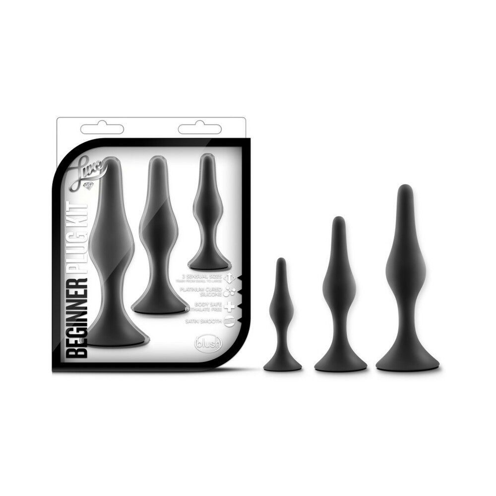 LUXE 3-PIECE SILICONE BEGINNER PLUG KIT BLACK
