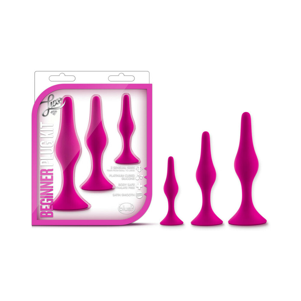 LUXE 3-PIECE SILICONE BEGINNER PLUG KIT PINK