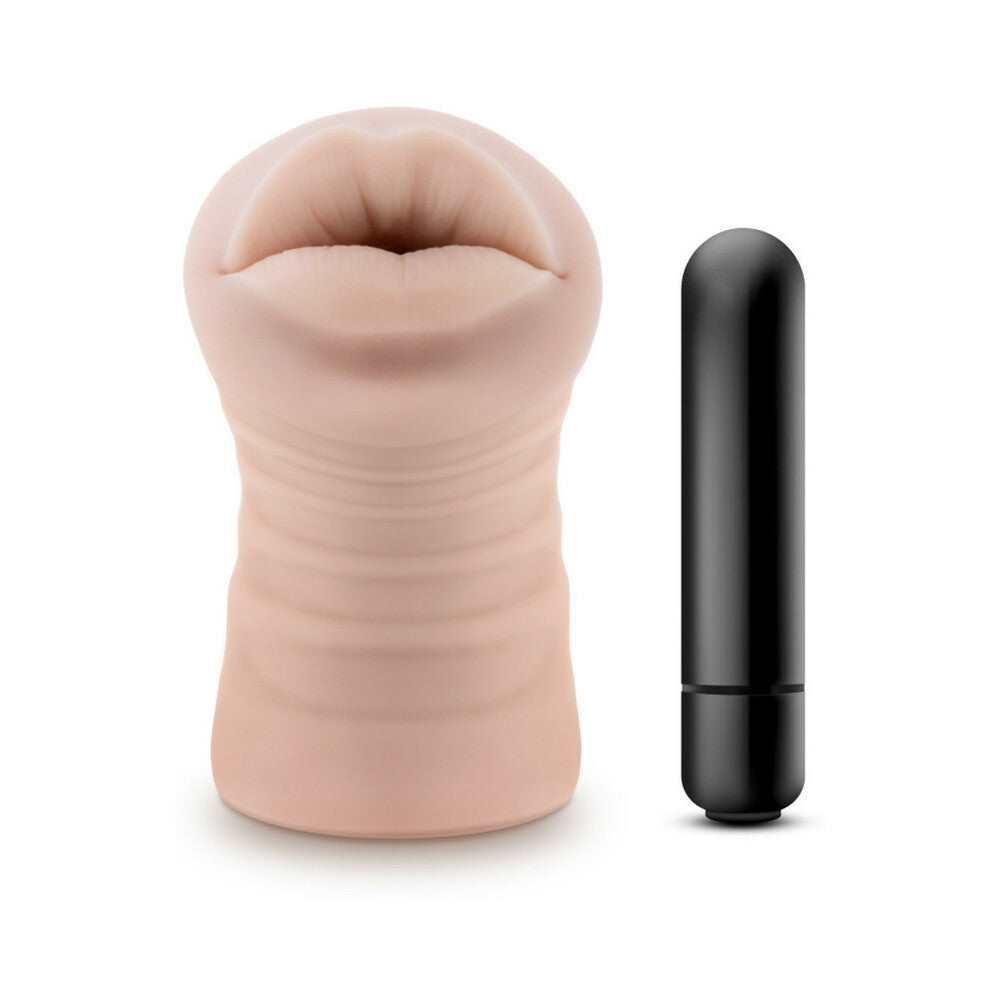 BLUSH - M FOR MEN ANGIE ORAL STROKER WITH BULLET VIBRATOR BEIGE