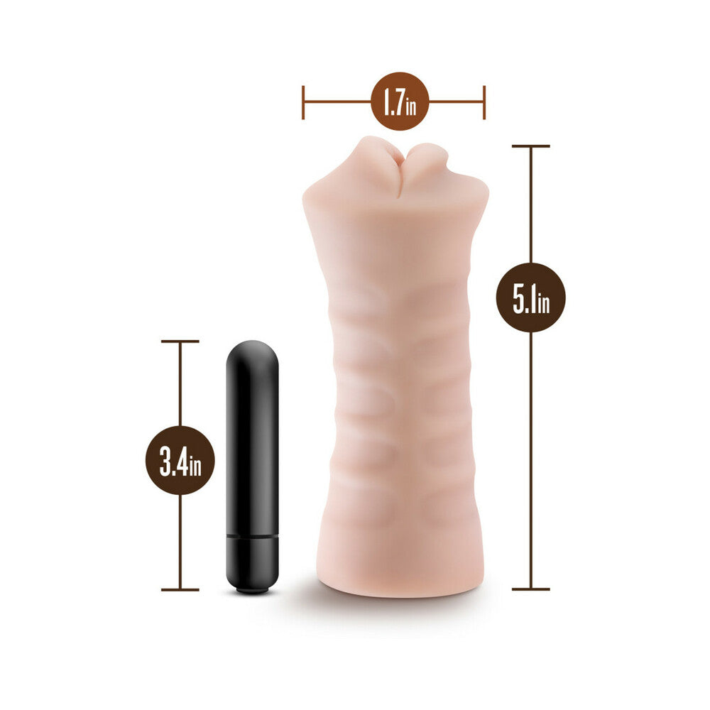 M FOR MEN ANGIE ORAL STROKER WITH BULLET VIBRATOR BEIGE