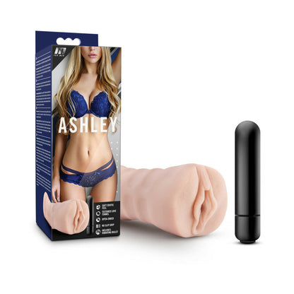M FOR MEN ASHLEY VAGINA STROKER WITH BULLET VIBRATOR BEIGE