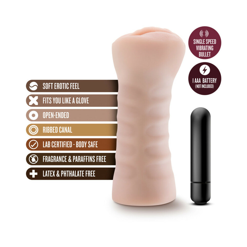 M FOR MEN ASHLEY VAGINA STROKER WITH BULLET VIBRATOR BEIGE