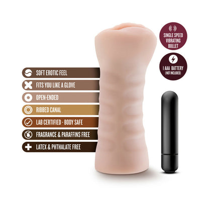 M FOR MEN ASHLEY VAGINA STROKER WITH BULLET VIBRATOR BEIGE