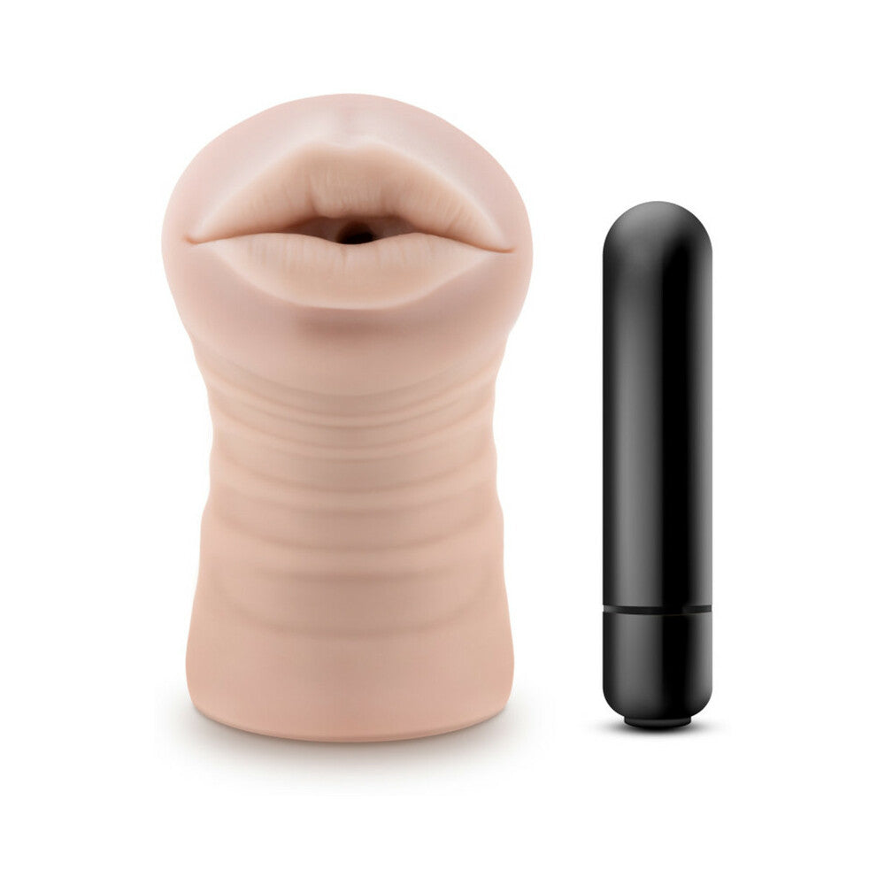 BLUSH - M FOR MEN SKYE ORAL STROKER WITH BULLET VIBRATOR BEIGE