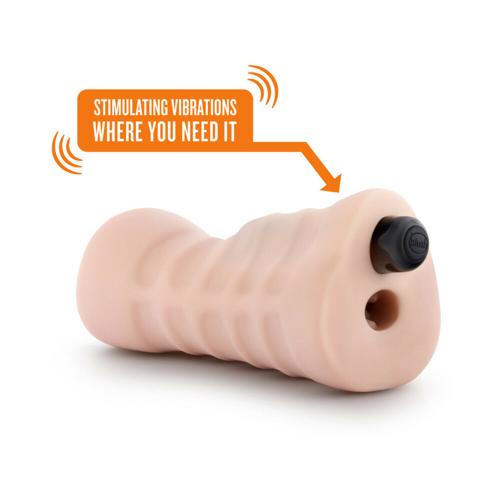 BLUSH - M FOR MEN SKYE ORAL STROKER WITH BULLET VIBRATOR BEIGE