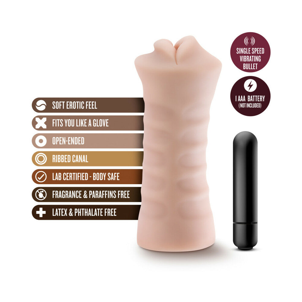 M FOR MEN SKYE ORAL STROKER WITH BULLET VIBRATOR BEIGE
