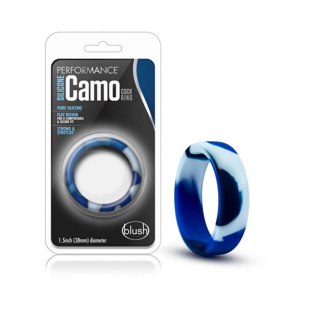 PERFORMANCE SILICONE CAMO COCK RING BLUE CAMOUFLAGE