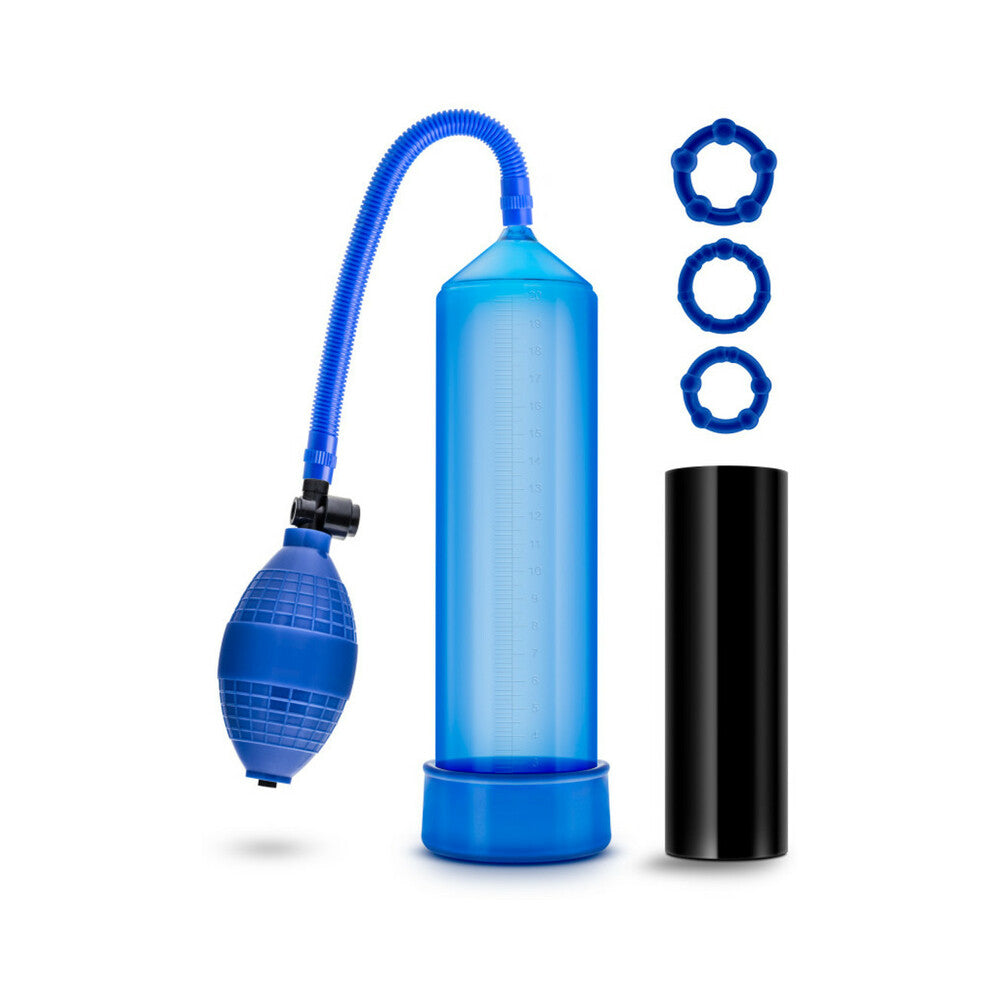 BLUSH - QUICKIE KIT GO BIG PUMP, STROKER & 3-PIECE COCKRING SET BLUE