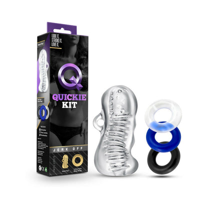 BLUSH - QUICKIE KIT JERK OFF STROKER & 3-PIECE COCKRING SET CLEAR
