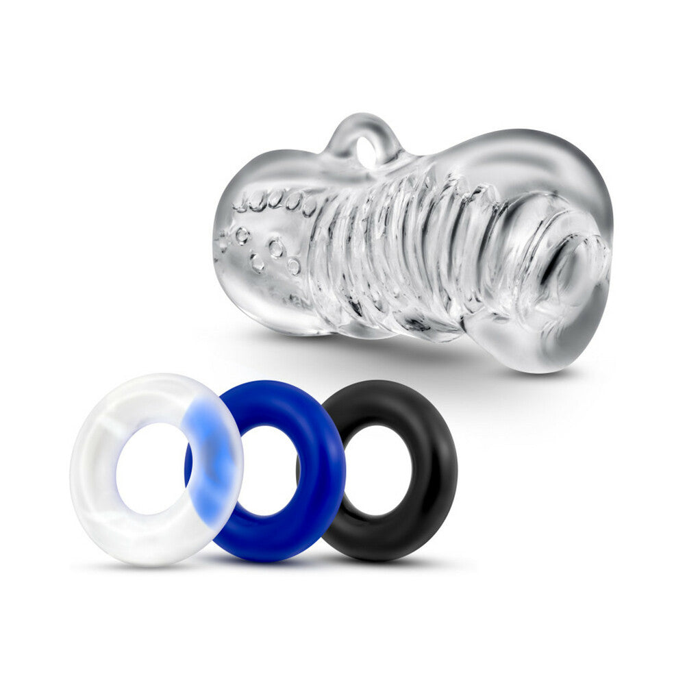BLUSH - QUICKIE KIT JERK OFF STROKER & 3-PIECE COCKRING SET CLEAR