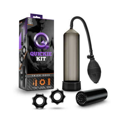 BLUSH - QUICKIE KIT THICK COCK PUMP, STROKER & 2-PIECE COCKRING SET BLACK