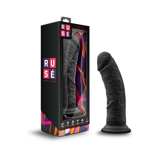 RUSE JAMMY REALISTIC 8 IN. SILICONE DILDO BLACK