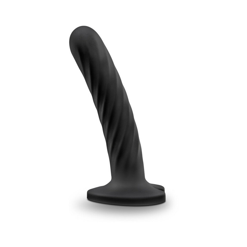 TEMPTASIA TWIST 5.5 IN. CURVED DILDO WITH HEART-SHAPED SUCTION CUP MEDIUM BLACK