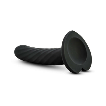 TEMPTASIA TWIST 5.5 IN. CURVED DILDO WITH HEART-SHAPED SUCTION CUP MEDIUM BLACK