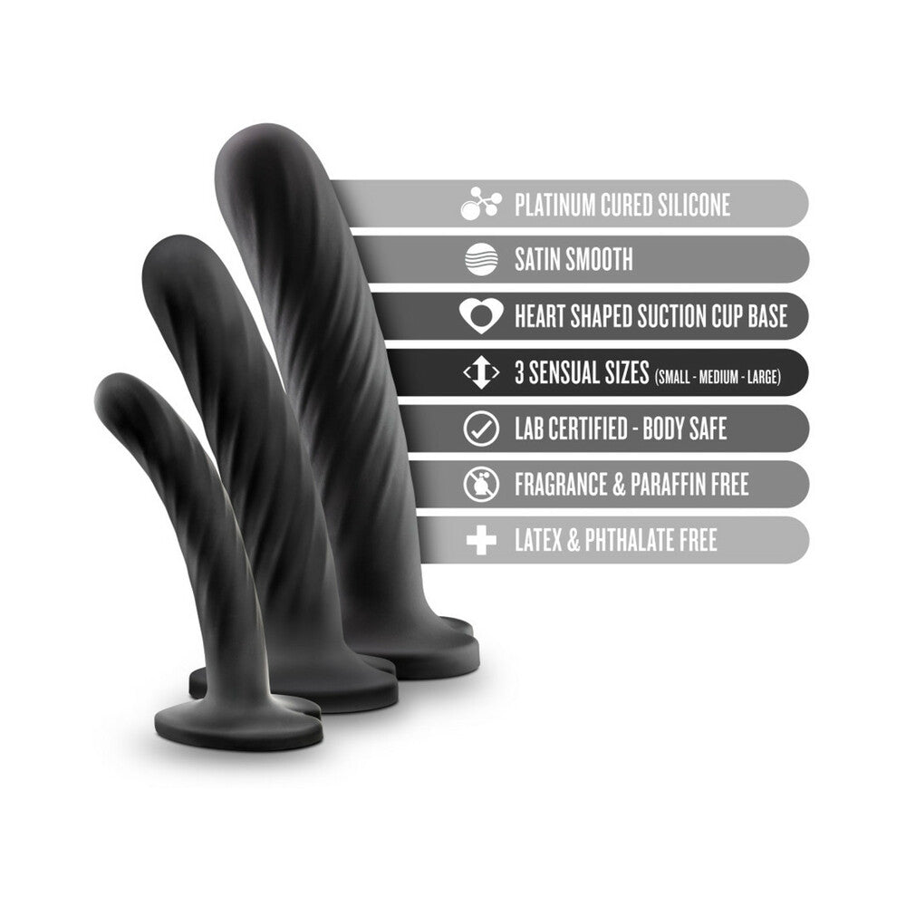 TEMPTASIA TWIST KIT 3-PIECE SILICONE DILDO SET BLACK