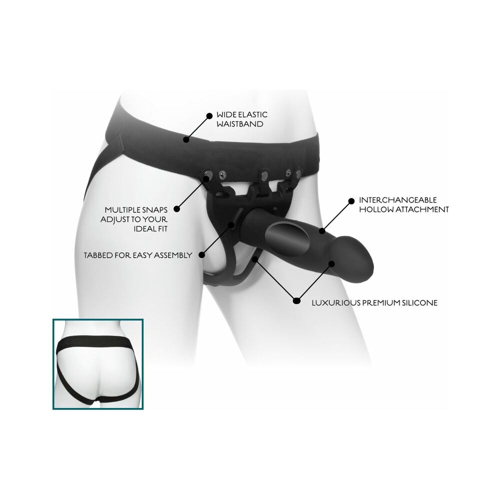 BE DARING BODY EXTENSIONS HOLLOW SLIM DONG STRAP-ON 2-PIECE SET BLACK