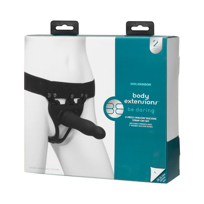 BE DARING BODY EXTENSIONS HOLLOW SLIM DONG STRAP-ON 2-PIECE SET BLACK