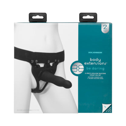 BE DARING BODY EXTENSIONS HOLLOW SLIM DONG STRAP-ON 2-PIECE SET BLACK
