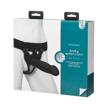 BE BOLD BODY EXTENSIONS HOLLOW BULBED STRAP-ON 2-PIECE SET BLACK