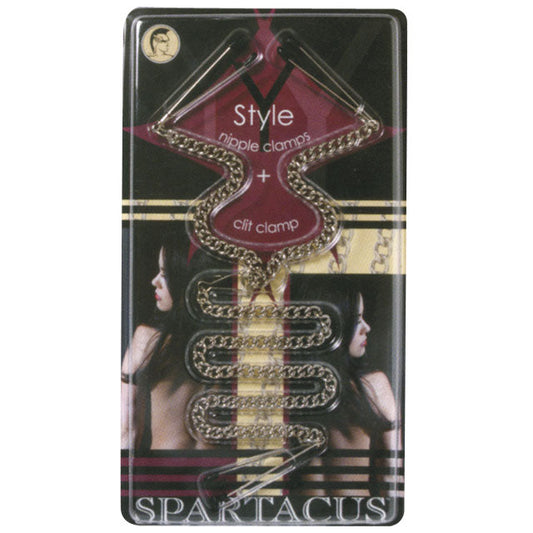 SPARTACUS - TWEEZER Y CLAMP SET NIPPLE AND CLIT CLAMPS