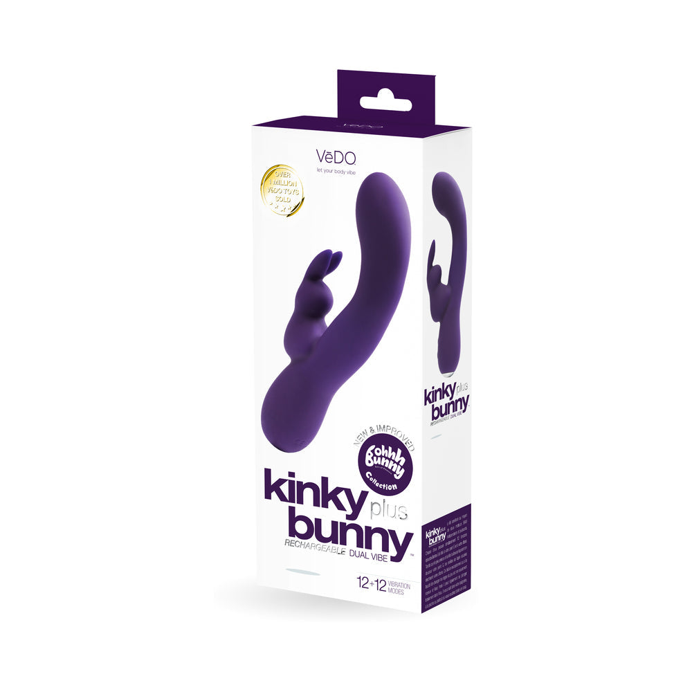 VEDO KINKY BUNNY RECHARGEABLE RABBIT VIBRATOR - DEEP PURPLE