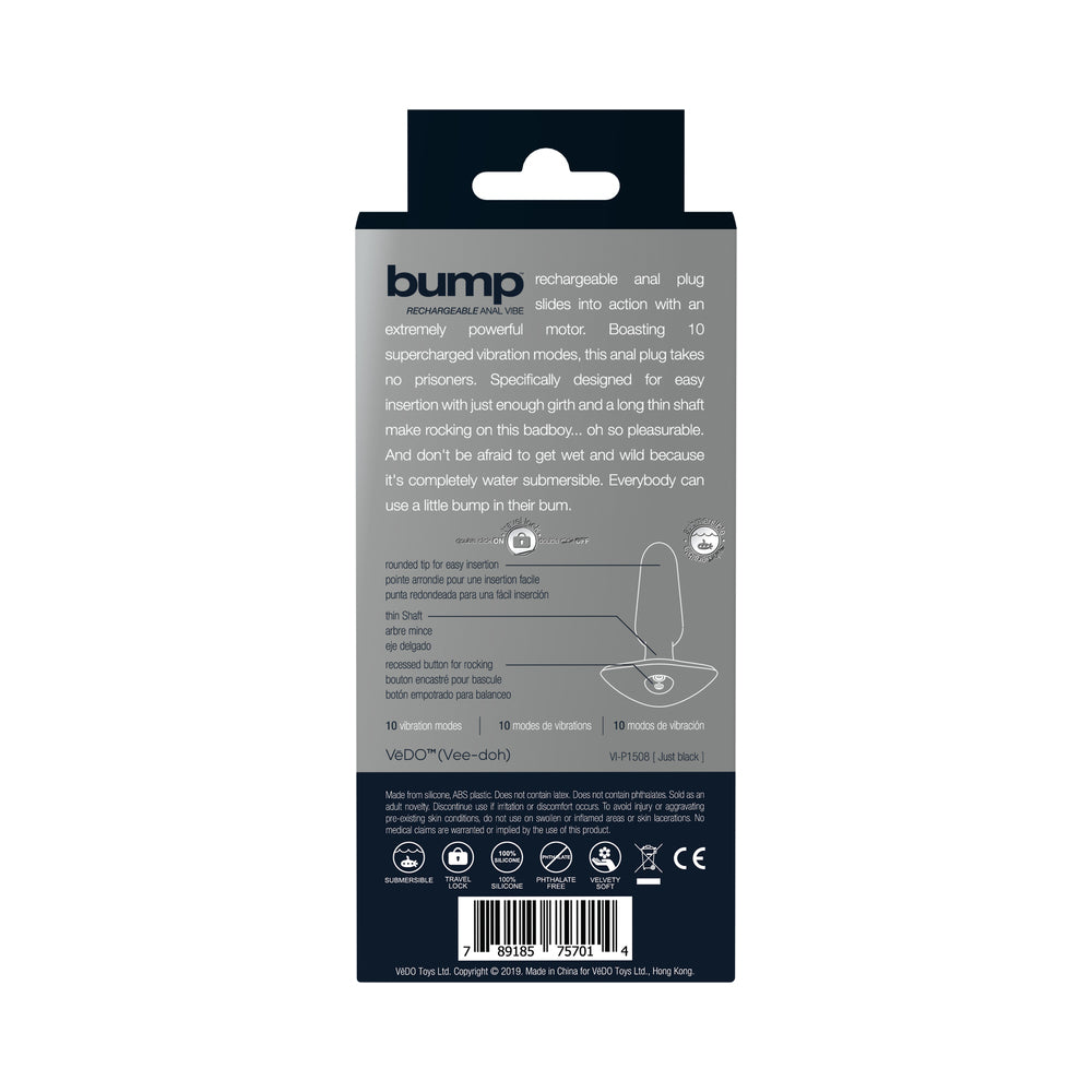 VEDO - BUMP RECHARGEABLE ANAL VIBE - JUST BLACK