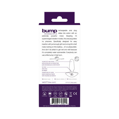 VEDO - VIBRADOR ANAL RECARGABLE BUMP - MORADO INTENSO