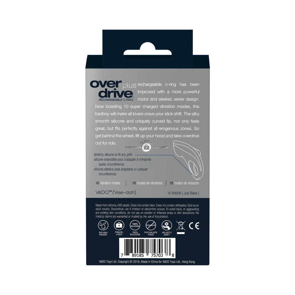 VEDO - OVERDRIVE+ RECHARGEABLE VIBRATING RING - JUST BLACK