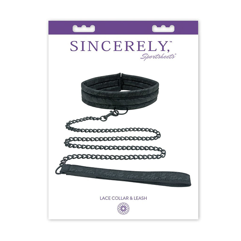 SPORTSHEETS - SINCERELY, SPORTSHEETS LACE ADJUSTABLE COLLAR & LEASH BLACK