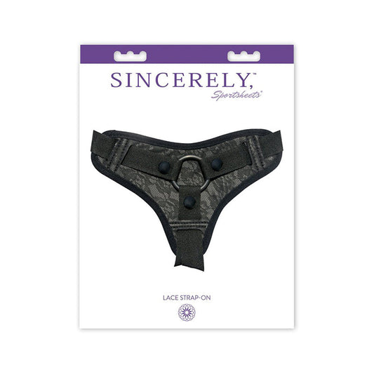 SINCERELY, SPORTSHEETS LACE ADJUSTABLE STRAP-ON HARNESS BLACK
