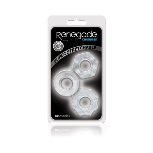 RENEGADE CHUBBIES COCK RINGS 3-PACK CLEAR