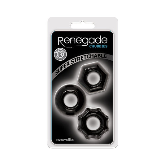RENEGADE CHUBBIES COCK RINGS 3-PACK BLACK
