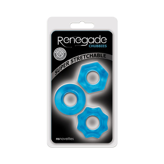 RENEGADE CHUBBIES COCK RINGS 3-PACK BLUE
