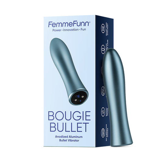 FEMMEFUNN BOUGIE BULLET RECHARGEABLE ALUMINUM VIBRATOR LIGHT BLUE